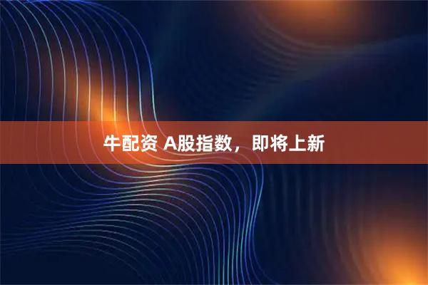 牛配资 A股指数，即将上新